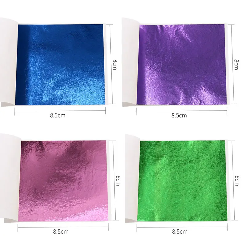 100pcs/10colors sheet  Pink Gold Leaf Imitation Sliver Foil Papers DIY Art Crafts Design packaging material Food decoration thumbnail 3