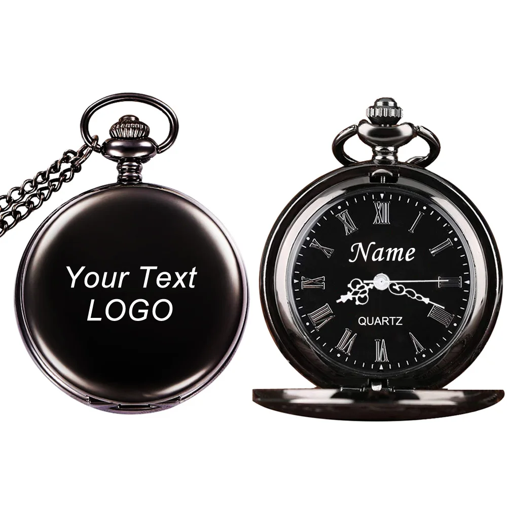 Customize Your LOGO Name Text 47MM Quartz Personalize Pocket Watch Vintage Bestman Groomsmen Wedding Gift Anniversary Presents