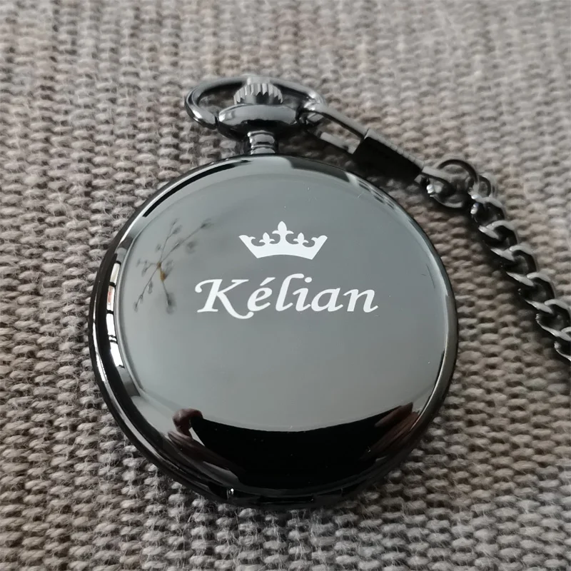 Customize Your LOGO Name Text 47MM Quartz Personalize Pocket Watch Vintage Bestman Groomsmen Wedding Gift Anniversary Presents thumbnail 2