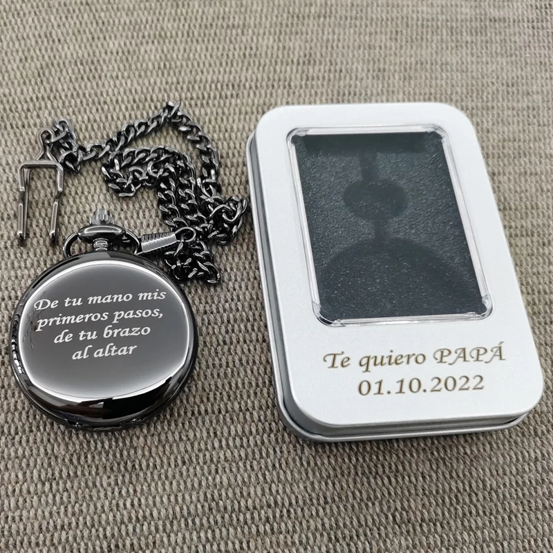 Customize Your LOGO Name Text 47MM Quartz Personalize Pocket Watch Vintage Bestman Groomsmen Wedding Gift Anniversary Presents thumbnail 6