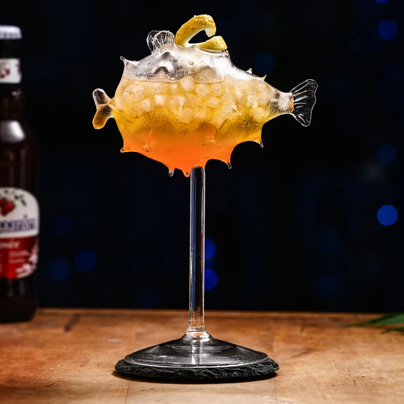 Creative Cocktail Glass - Porcupine Fish/Swan/Rose/Octopus/Bird Design Cocktail Glass, Novelty Drink Cup for KTV Bar Night Party thumbnail 3
