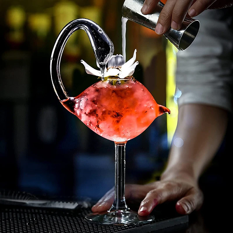 Creative Cocktail Glass - Porcupine Fish/Swan/Rose/Octopus/Bird Design Cocktail Glass, Novelty Drink Cup for KTV Bar Night Party thumbnail 4