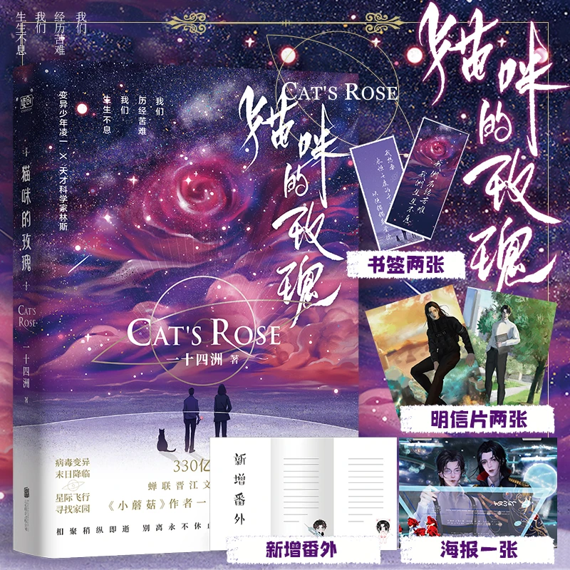New Cat's Rose Chinese Novel Youth Literature Adult Love Romance Science fiction Book Postcard Bookmark Fans Gift thumbnail 2