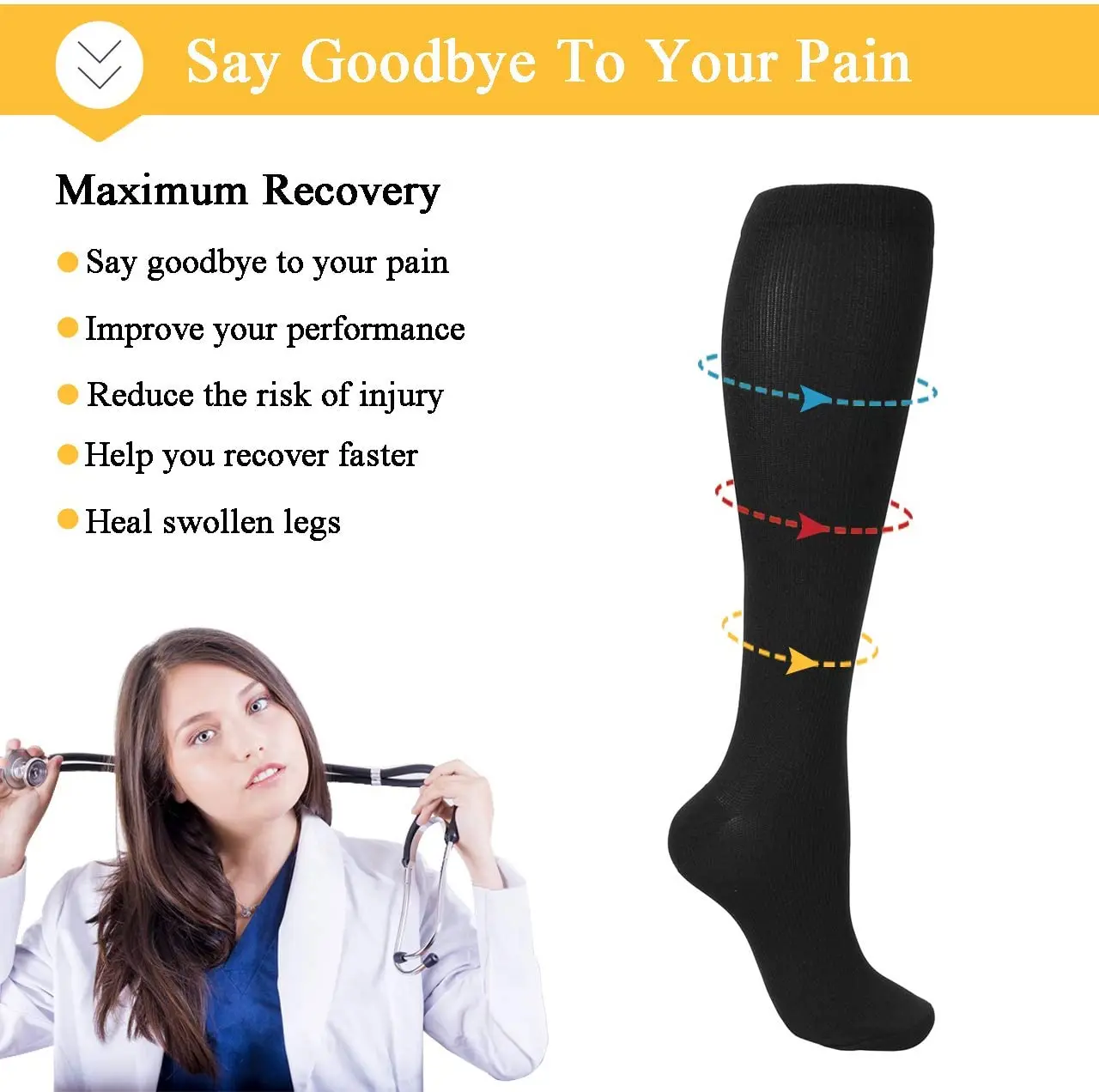 Cycling Compression Stockings Flying Pregnancy Swelling Sports Socks Men And Women Hiking Running Socks 20-30 MmHg thumbnail 5