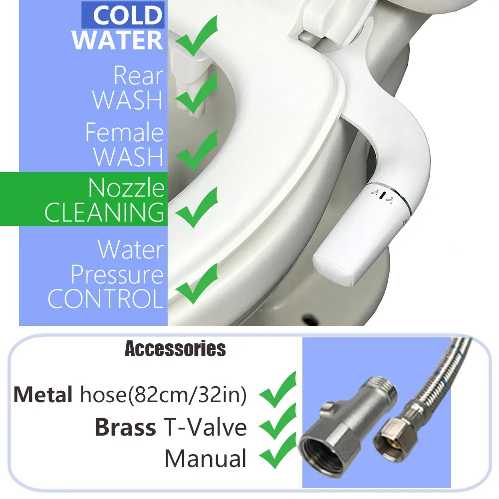 Bidet Left Handed Bidets on Lefty Side Hand Toilet Seat Attachment For Lefthanders Water Sprayer Non-Electric Bidets thumbnail 6
