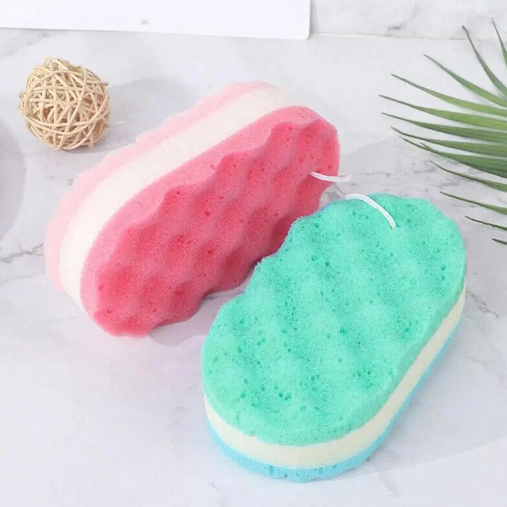 Three-layer Bath Sponge Body Brush Skin Clean Massage Cleaning Shower Brushes Kids Adults Foam Scrubbing Towel Rope Holder thumbnail 5