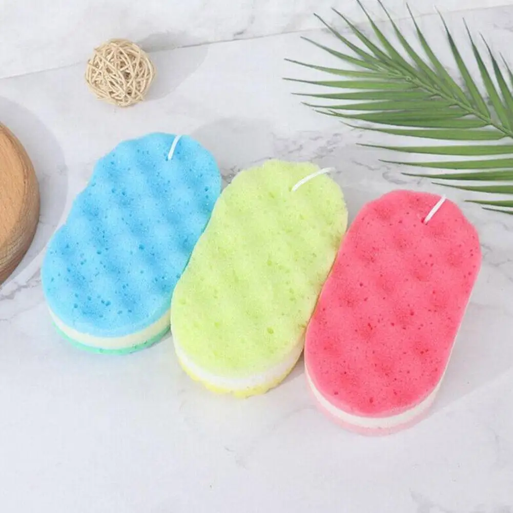 Three-layer Bath Sponge Body Brush Skin Clean Massage Cleaning Shower Brushes Kids Adults Foam Scrubbing Towel Rope Holder thumbnail 2