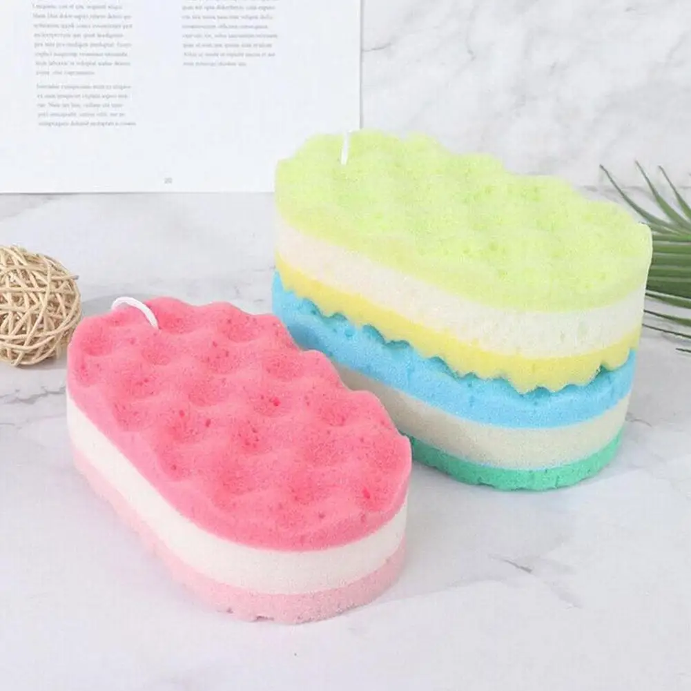 Three-layer Bath Sponge Body Brush Skin Clean Massage Cleaning Shower Brushes Kids Adults Foam Scrubbing Towel Rope Holder thumbnail 3