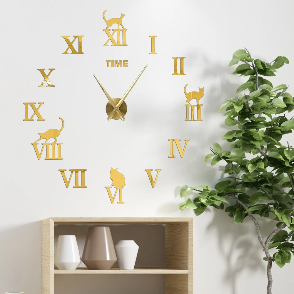 2023 NEW Large Wall Clock Quartz Needle 3D DIY Decorative Kitchen Clocks Acrylic Mirror Stickers Oversize Wall Clock Home Decor thumbnail 3
