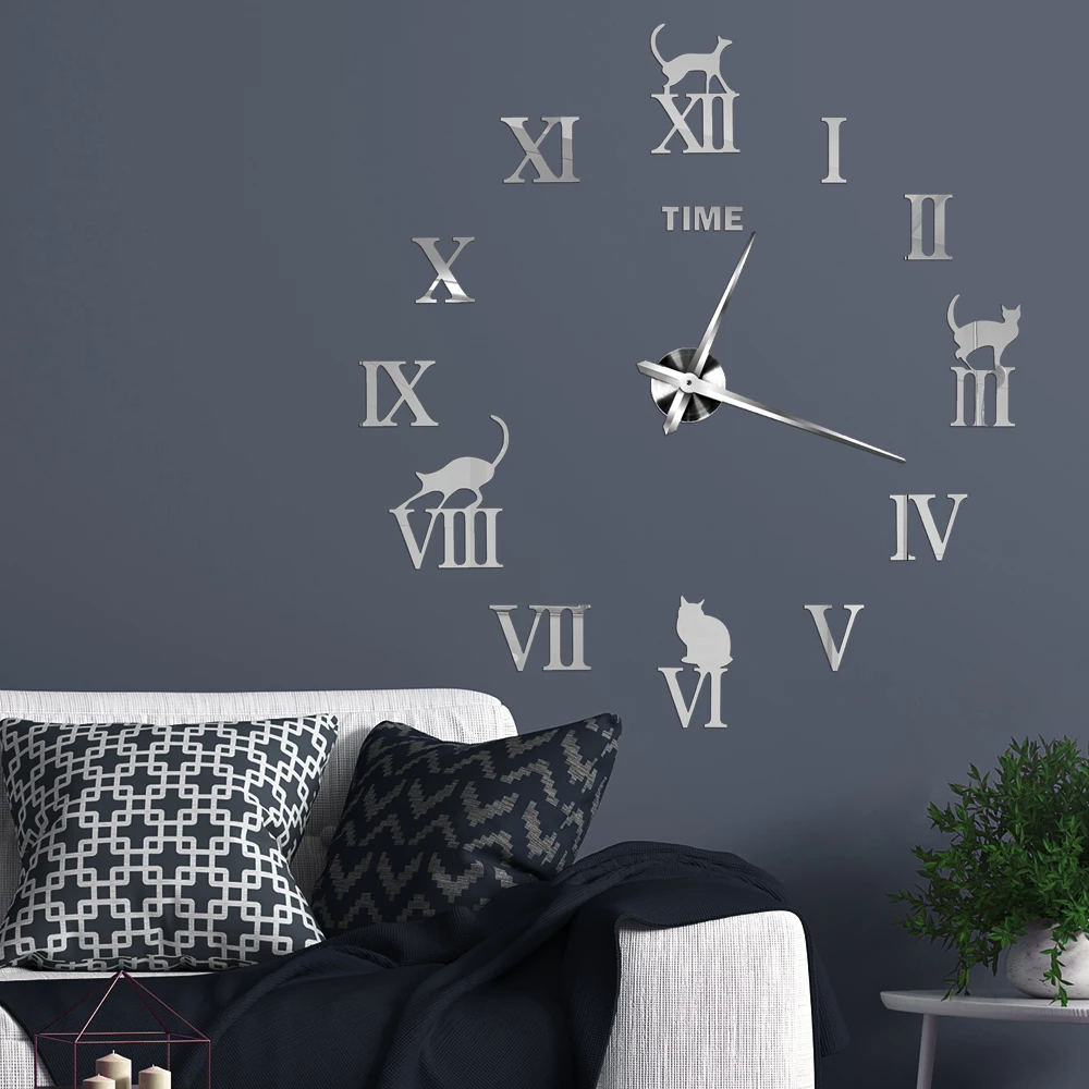 2023 NEW Large Wall Clock Quartz Needle 3D DIY Decorative Kitchen Clocks Acrylic Mirror Stickers Oversize Wall Clock Home Decor thumbnail 2