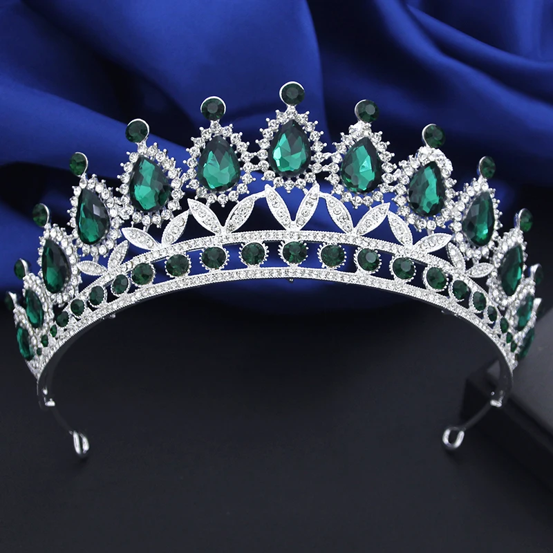 Royal Blue Crystal Tiaras for Brides Princess Diadem Party Prom Wedding Crown Hair Jewelry Bridal Head Accessories thumbnail 3