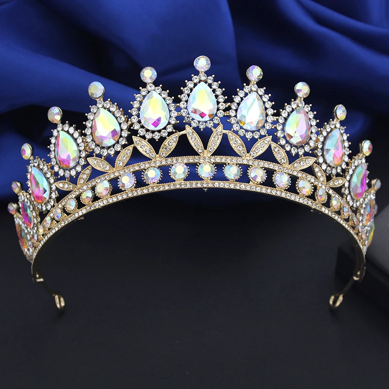 Royal Blue Crystal Tiaras for Brides Princess Diadem Party Prom Wedding Crown Hair Jewelry Bridal Head Accessories thumbnail 2