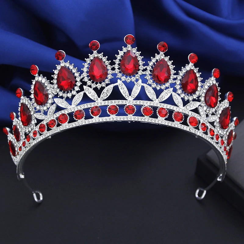 Royal Blue Crystal Tiaras for Brides Princess Diadem Party Prom Wedding Crown Hair Jewelry Bridal Head Accessories thumbnail 4