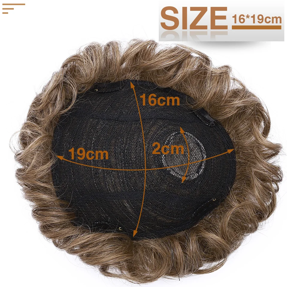 S-noilite Men Toupee 16x19cm Human Hair Replacement System Hair Toppers Hairpiece 4Inch Hair Wig Extensions Male Hair Prosthesis thumbnail 2