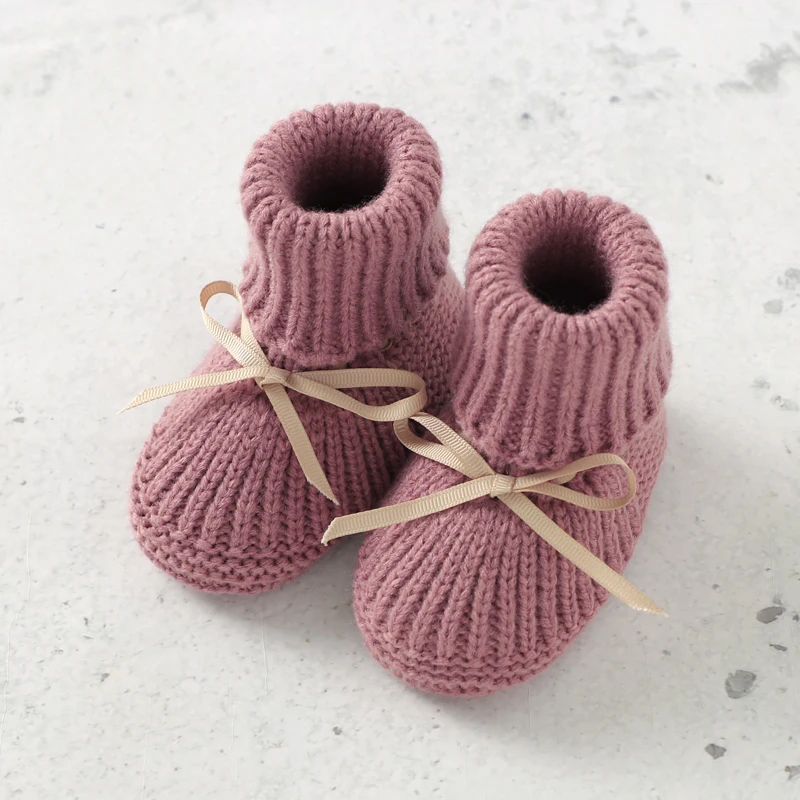 Baby Shoes + Gloves Set Knit Newborn Girls Boys Boots Mitten Fashion Butterfly-knot Toddler Infant Slip-On Bed Shoes Hand Made thumbnail 4