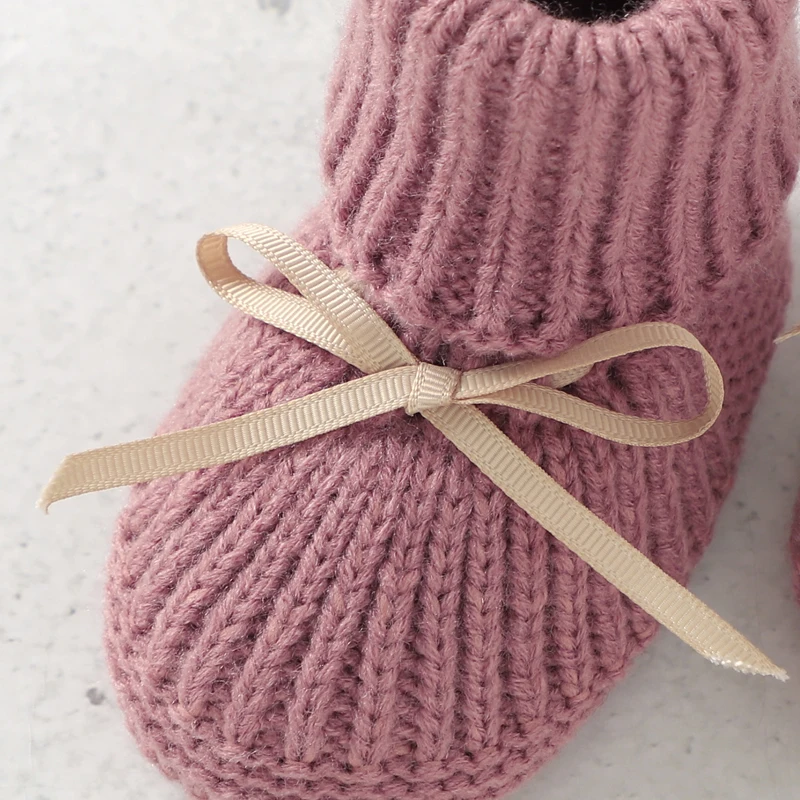 Baby Shoes + Gloves Set Knit Newborn Girls Boys Boots Mitten Fashion Butterfly-knot Toddler Infant Slip-On Bed Shoes Hand Made thumbnail 5