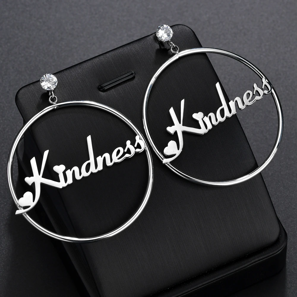 Atoztide Personalized Name Stainless Steel Letter Earrings For Women 3 Color Custom Name Cricle Earrings Weddings Party Jewelry thumbnail 3