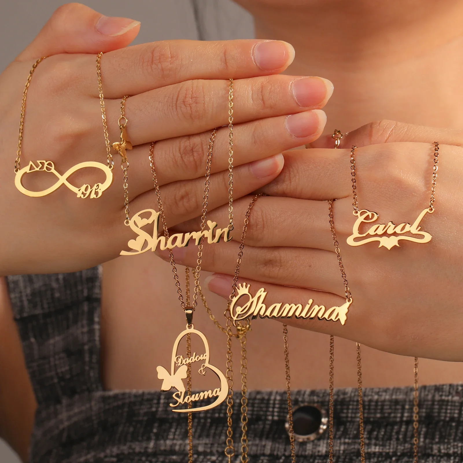Lemegeton Custom Name Necklace Personalized Customized Heart Letter Neckalces Stainless Steel Jewelry Valentine’s Day Gifts thumbnail 2