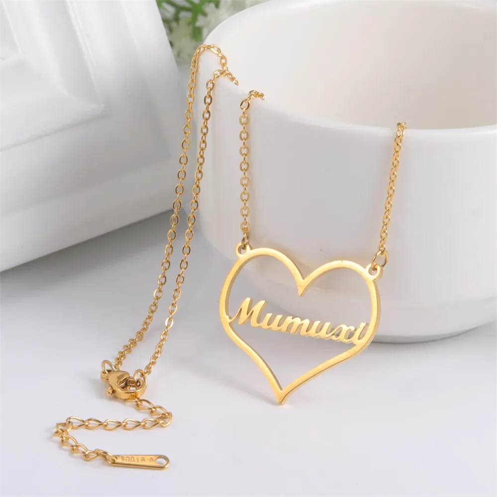 Lemegeton Custom Name Necklace Personalized Customized Heart Letter Neckalces Stainless Steel Jewelry Valentine’s Day Gifts thumbnail 5