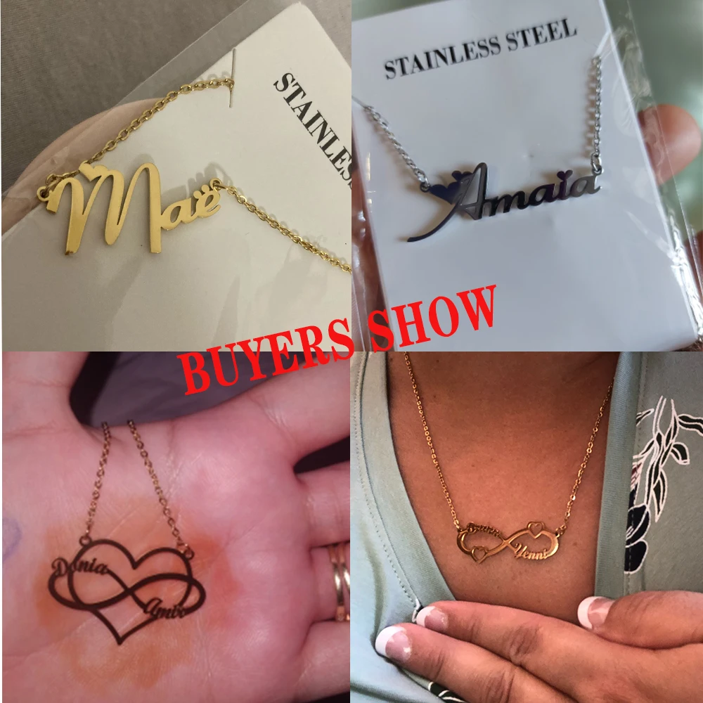 Lemegeton Custom Name Necklace Personalized Customized Heart Letter Neckalces Stainless Steel Jewelry Valentine’s Day Gifts thumbnail 4