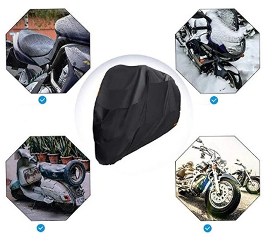 190T Waterproof Motorcycle Cover Protection Bache Moto Scooter Bike Cover All Season Accessories for Honda Yamaha Suzuki Vespa thumbnail 3