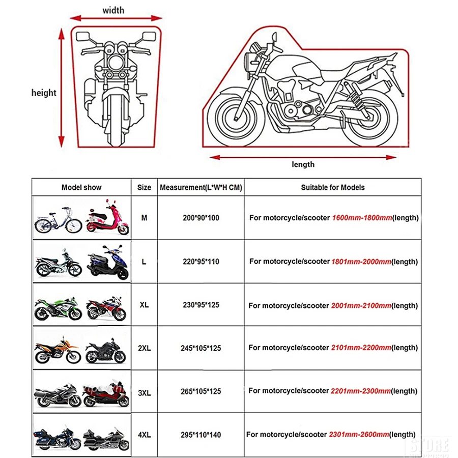 190T Waterproof Motorcycle Cover Protection Bache Moto Scooter Bike Cover All Season Accessories for Honda Yamaha Suzuki Vespa thumbnail 6
