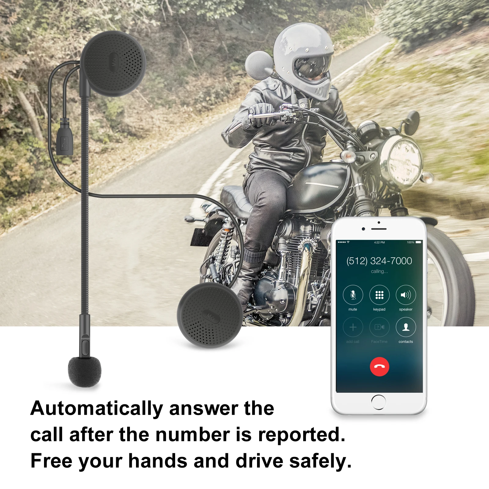 VR robot Motorcycle Bluetooth 5.0 Stereo Headset Moto Universal Helmet Headphones Wireless Handsfree Call with Holder Clip thumbnail 3