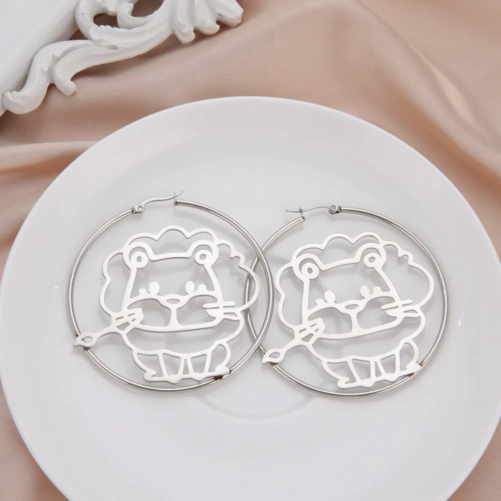 Sipuris Custom Picture Logo Earrings Stainless Steel Personalized Big Hoop Earrings For Women Jewelry Party Gifts 30-60 MM New thumbnail 2