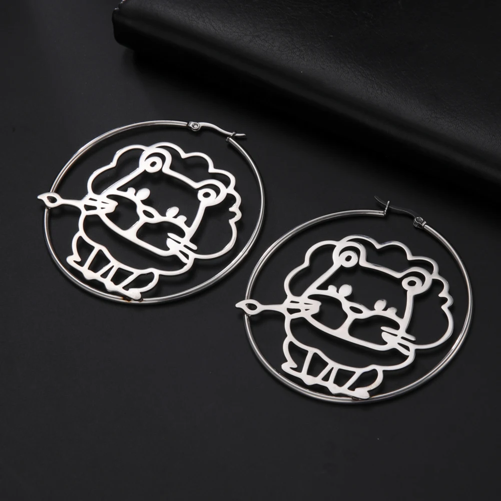 Sipuris Custom Picture Logo Earrings Stainless Steel Personalized Big Hoop Earrings For Women Jewelry Party Gifts 30-60 MM New thumbnail 5