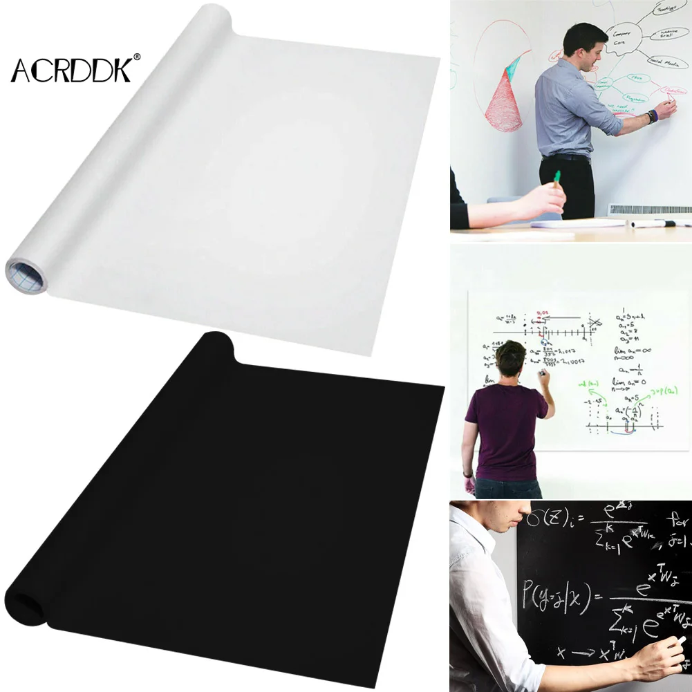 Black Board White Board Stickers Rolled Up Reusable Portable Drawing Board School Office Meeting  Teaching Board Stationery