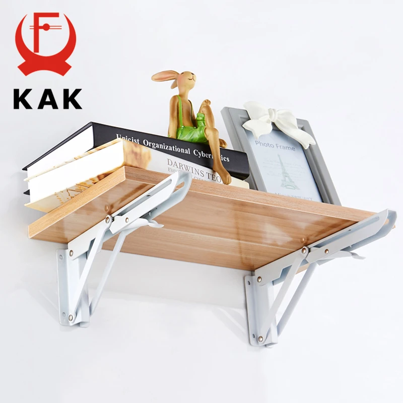 KAK 2pcs Folding Shelf Bracket Heavy Duty Stainless Steel Collapsible Shelf Bracket Hardware for Table Work RV Car Saving Space thumbnail 3