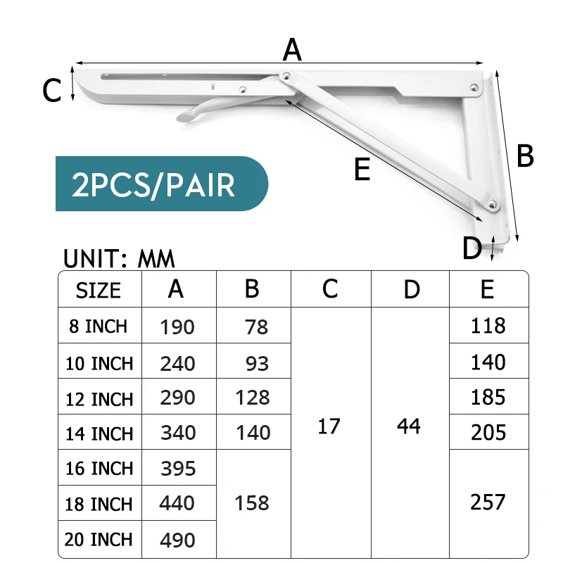 KAK 2pcs Folding Shelf Bracket Heavy Duty Stainless Steel Collapsible Shelf Bracket Hardware for Table Work RV Car Saving Space thumbnail 6
