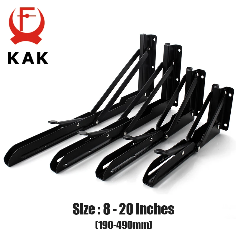 KAK 2pcs Folding Shelf Bracket Heavy Duty Stainless Steel Collapsible Shelf Bracket Hardware for Table Work RV Car Saving Space thumbnail 2