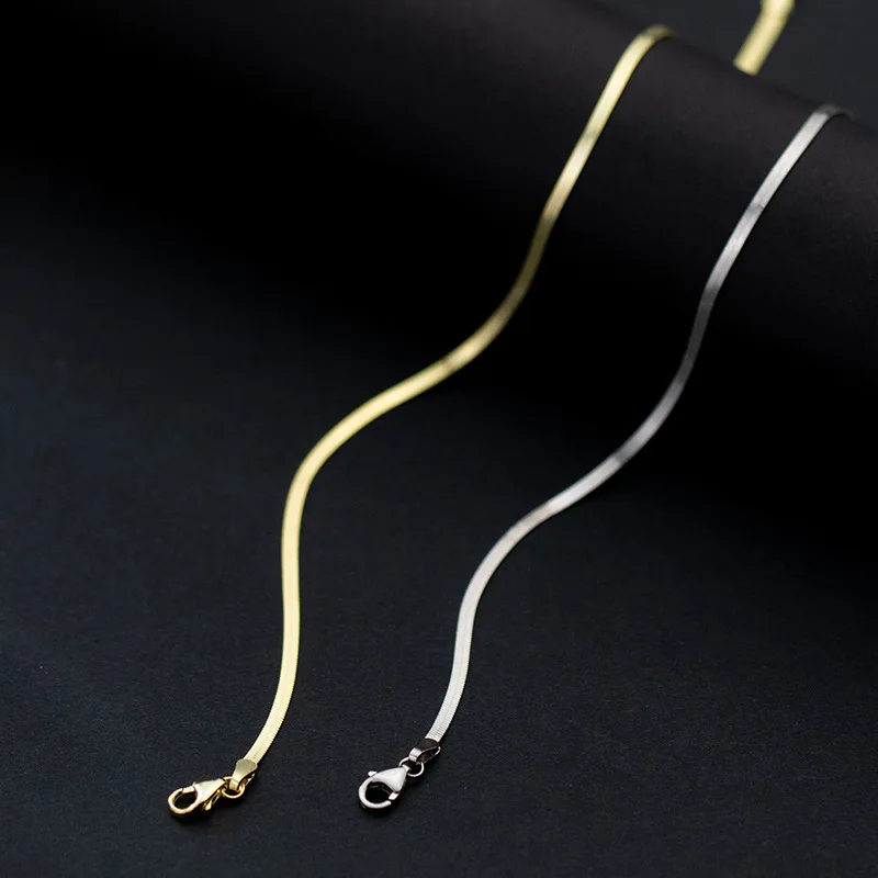 WANTME 925 Sterling Silver Minimalist 18k Gold Glossy Snake Bone Anklet for Women Beach Summer Charm Party Jewelry Accessories thumbnail 4