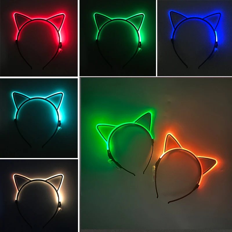 Luminous Cat Ears LED Hair Band Kawaii Accessories Cosplay Supplies Glowing Colorful Headband For Birthday Christmas thumbnail 2