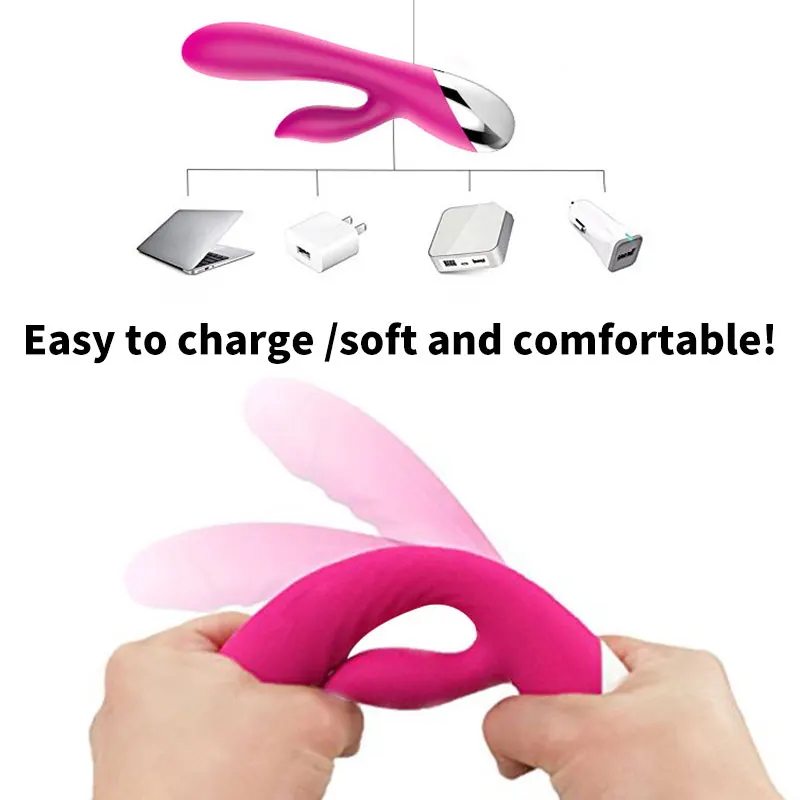 10 Speed G Spot Vibrator USB Rechargeable Powerful Dildo Rabbit Vibrator for Women Clitoris stimulation Massage Adult sex toys thumbnail 3