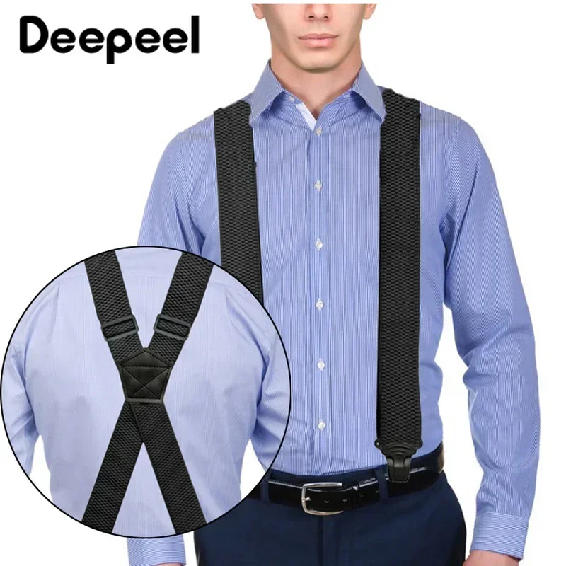 1Pc 3.5*120cm Men's Suspender Adult 4 Clips Mens Suspenders X Type Elastic Adjustable Strap Wide Braces Work Male Jockstrap thumbnail 6