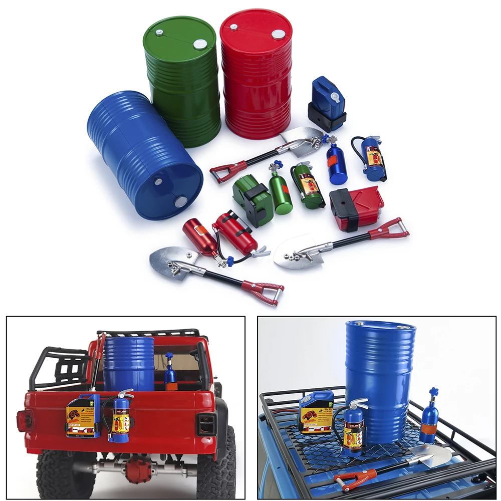 1:10 Scale Accessories Simulated Decoration Tools Shovel Fire-Extinguisher Oil Drum for RC Crawler Car TRX4 SCX10 Mini Toys thumbnail 3