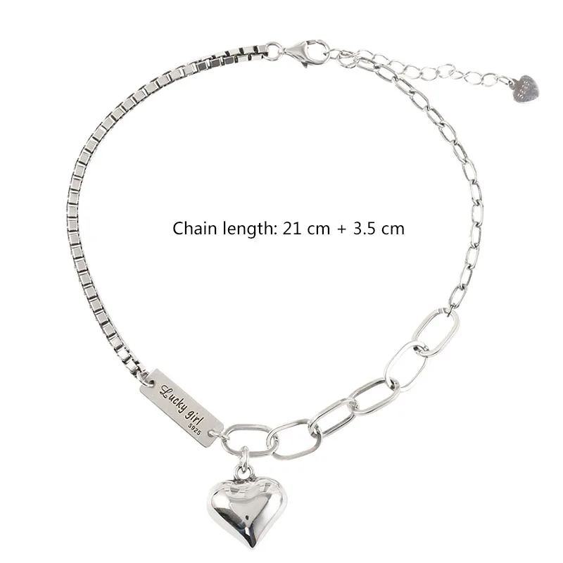 Fashion 925 Sterling Silver Summer Anklet Bracelet for Women Vintage Thai Silver LOVE Heart Pendant Lovely Girl Party Jewelry thumbnail 5
