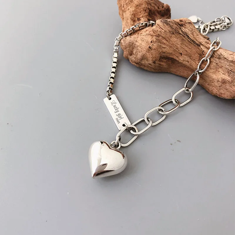 Fashion 925 Sterling Silver Summer Anklet Bracelet for Women Vintage Thai Silver LOVE Heart Pendant Lovely Girl Party Jewelry thumbnail 3