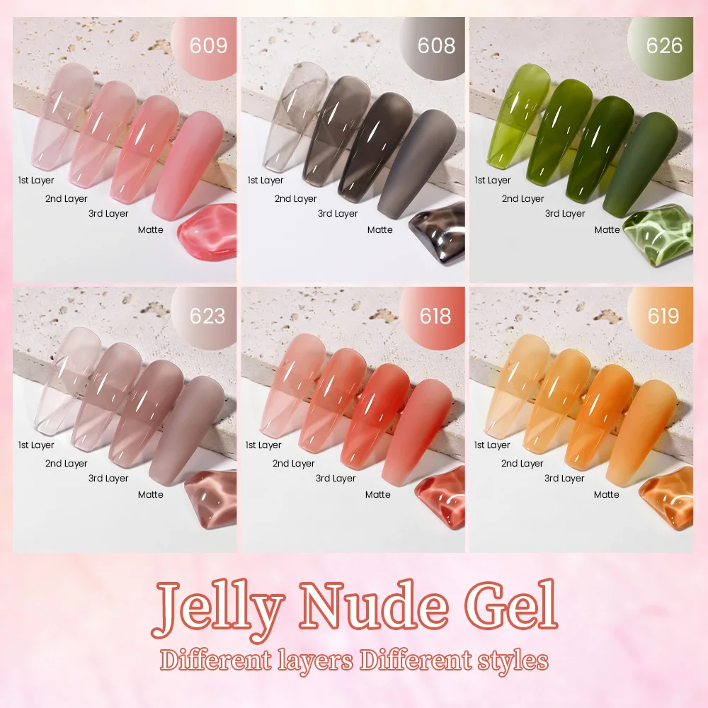 MAYCHAO 12ml Jelly Gel Nail Polish Semi Permanent Top Coat Soak Off UV LED Gel Art Nail Varnish Manicure Long Lasting Nail Gel thumbnail 5