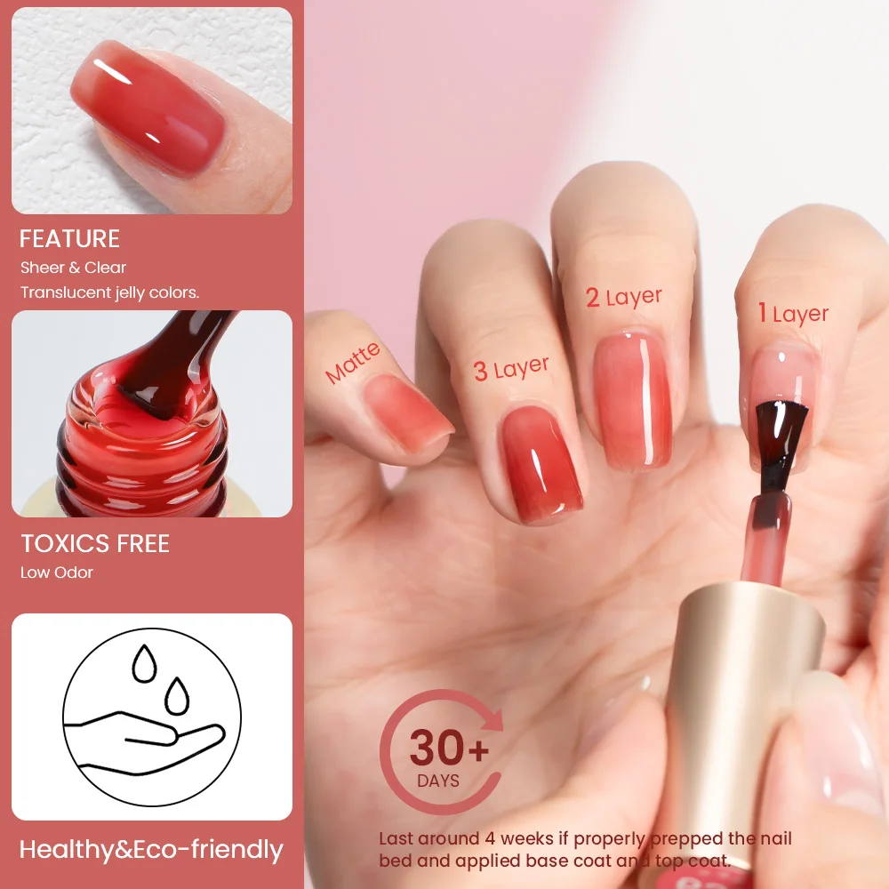 MAYCHAO 12ml Jelly Gel Nail Polish Semi Permanent Top Coat Soak Off UV LED Gel Art Nail Varnish Manicure Long Lasting Nail Gel thumbnail 4