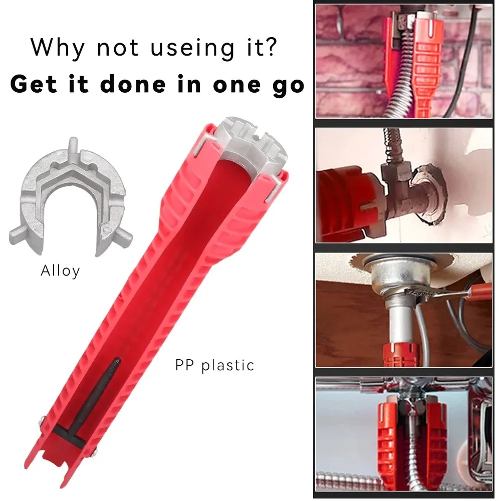 8 In 1 Flume Wrench Anti-slip Kitchen Sink Key Repair Wrench Bathroom Faucet Assembly Plumbing Installation Wrench Set thumbnail 3