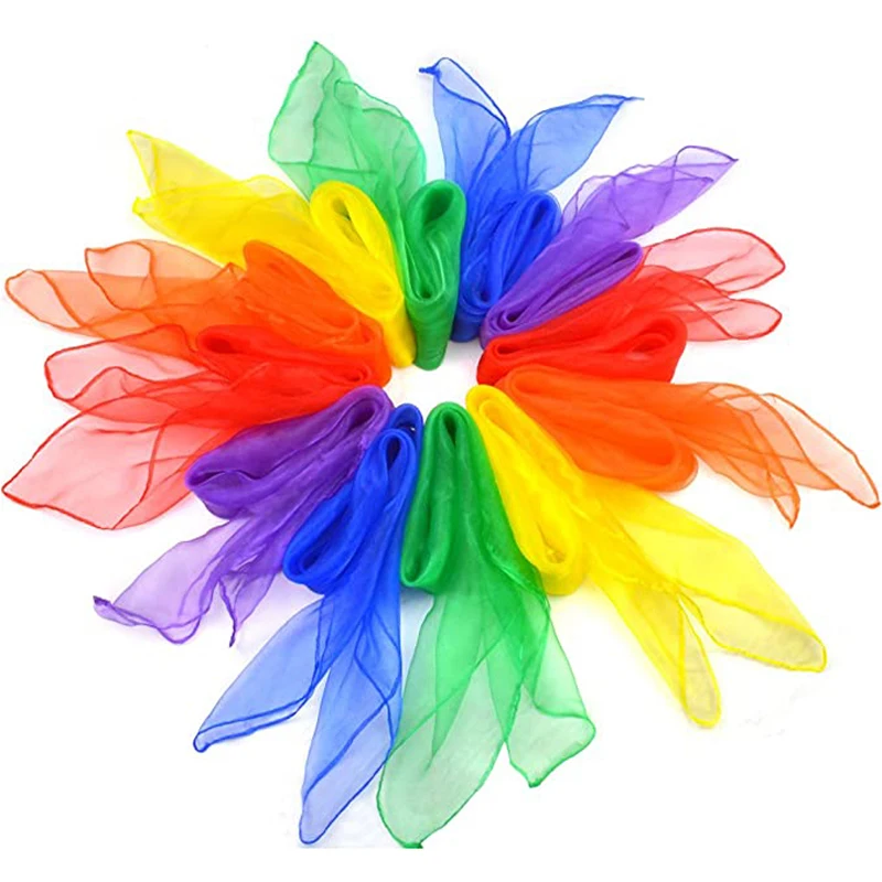 6 Colors Juggling Scarves For Kids Play Rhythm Band Educational Toys Party Games Children Movement Magic Tricks Performance Prop thumbnail 3