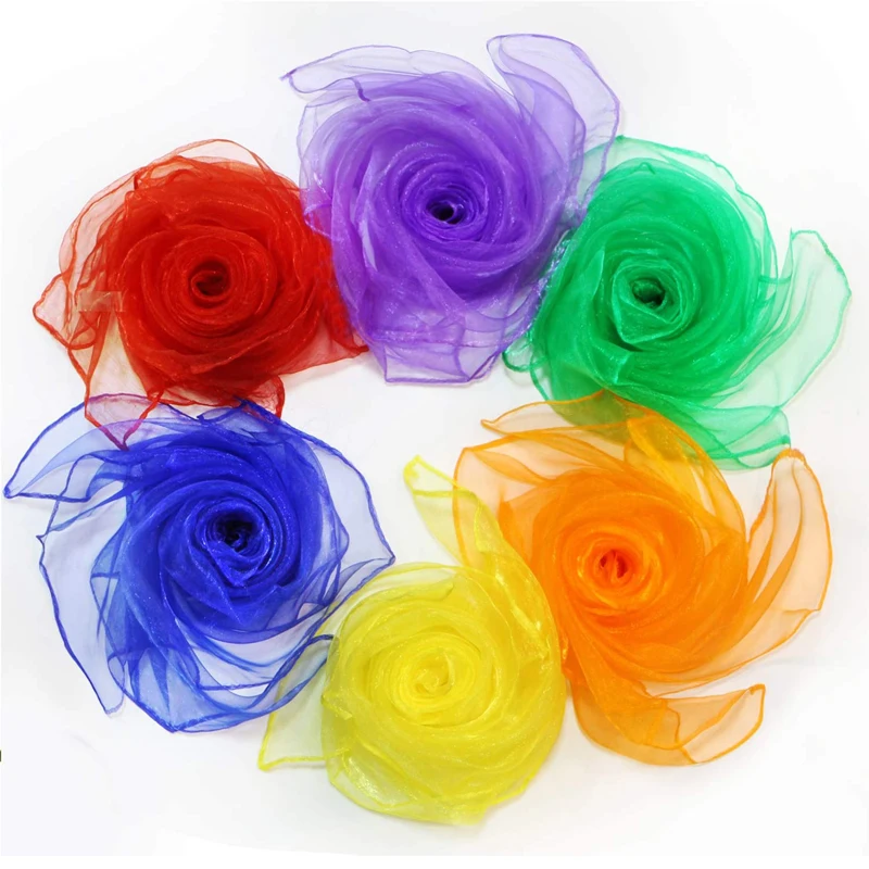 6 Colors Juggling Scarves For Kids Play Rhythm Band Educational Toys Party Games Children Movement Magic Tricks Performance Prop thumbnail 5