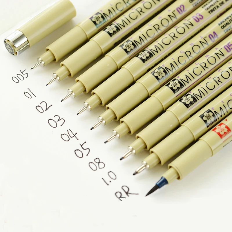 1 Piece Black Fineliner Sketching Pen Pigma Pigment Liner Micron Marker Pen with Different Tip Brushes 0.05-0.8 for Precision Dr thumbnail 4