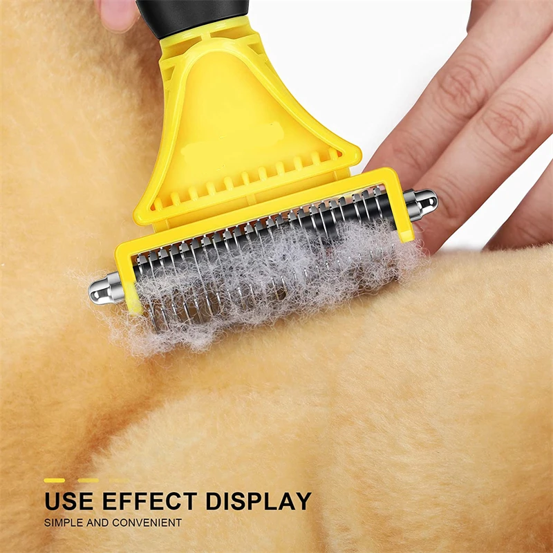Pets Stainless Steel Grooming Brush Two-Sided Shedding and Dematting Undercoat Rake Comb for Dog Cat Remove Knots Tangles Easily thumbnail 6