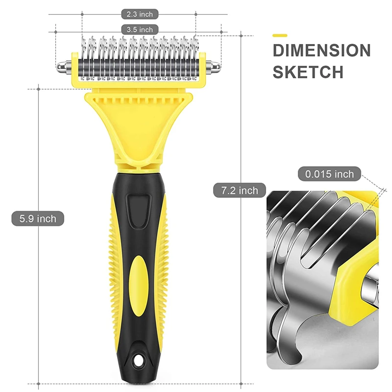 Pets Stainless Steel Grooming Brush Two-Sided Shedding and Dematting Undercoat Rake Comb for Dog Cat Remove Knots Tangles Easily thumbnail 5