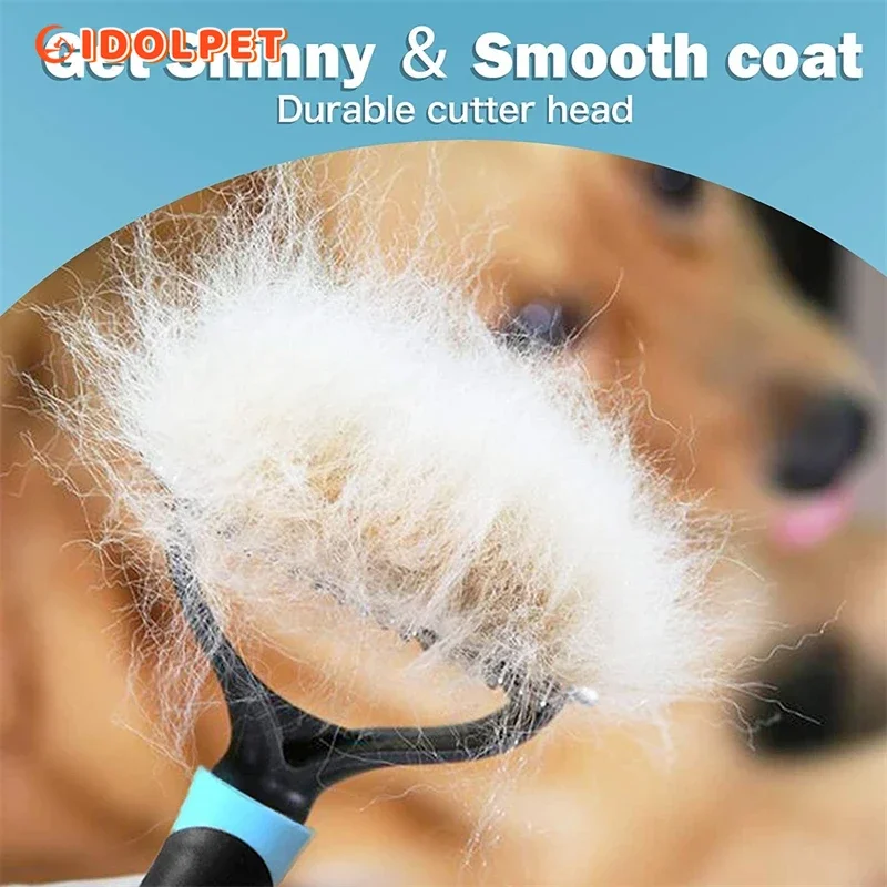 Professional Pet Deshedding Brush 2 Sided Dematting Dog Comb Cat Brush Rake Puppy Grooming Tools Undercoat Shedding Flying Hair thumbnail 4