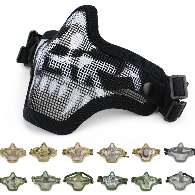 Tactical Paintball Steel Mask Airsoft Steel Wire Mesh Skeleton V1 Half Face Protective Mask for Outdoor Cycling Hunting Wargame